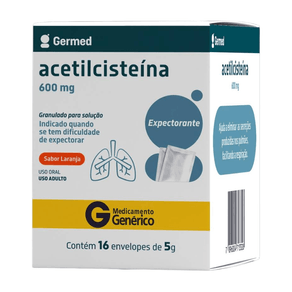 Acetilcisteína 600mg Germed Granulado Sabor Laranja 16 Envelopes 5g Cada