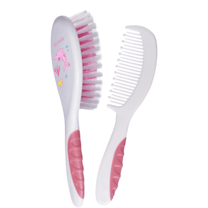 Kit Escova + Pente Infantil Kuka Soft Cor Rosa