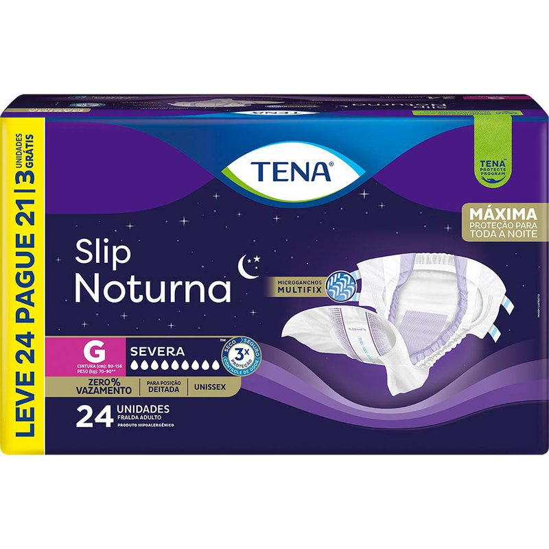 Fralda Geriátrica Tena Slip Noturna G Leve 24 Pague 21 Unidades