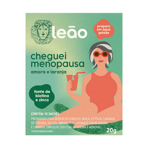Chá Leão Cheguei Menopausa Sabor Amora e Laranja 10 Sachês 20g