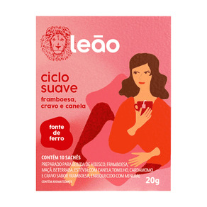 Chá Leão Ciclo Suave Sabor Framboesa, Cravo e Canela 10 Sachês 20g