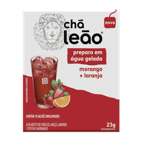 Chá Gelado Leão Sabor Morango + Laranja 10 Sachês 23g Cada