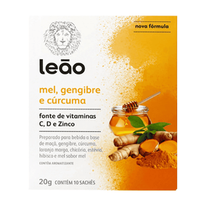 Chá Vitaminico Leão Mel + Gengibre + Cúrcuma 10 Sachês 20g