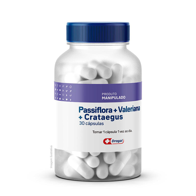 Passiflora 200mg + Valeriana 200mg + Crataegus 50mg 30 Cápsulas
