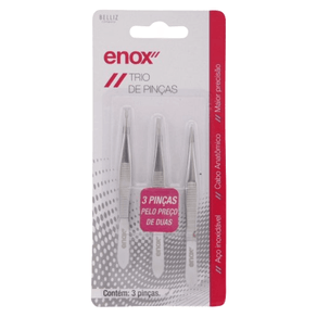 Trio de Pinças Depilatórias Enox 3 Unidades
