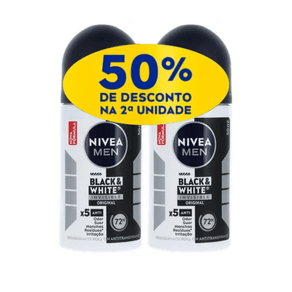 Kit Antitranspirante Roll-on Nívea For Men Invisible For Black & White Power 2 Unidades 50ml Cada