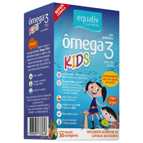 Suplemento Alimentar Ômega 3 Kids Equaliv Sabor Laranja 30 Cápsulas Mastigáveis