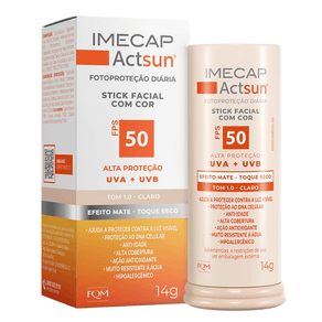 Protetor Solar Facial em Stick Imecap Actsun Efeito Mate FPS50 Tom Claro Cor 1.0 14g