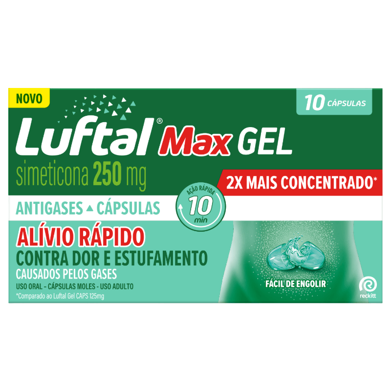 Antigases Luftal Max Gel Simeticona 250mg 10 Cápsulas