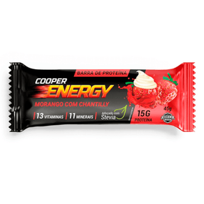 Barra de Proteína Cooper Energy Sabor Morango com Chantilly 45g