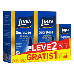 Kit Adoçante Líquido Linea Sucralose 2 Unidades 75ml + Adoçante Líquido Linea Sucralose 25ml 1 Unidade