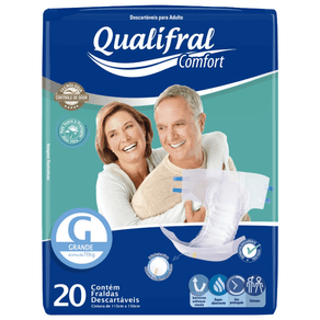 Fraldas Descartáveis para Adulto Qualifral Mega Comfort G 20 Unidades