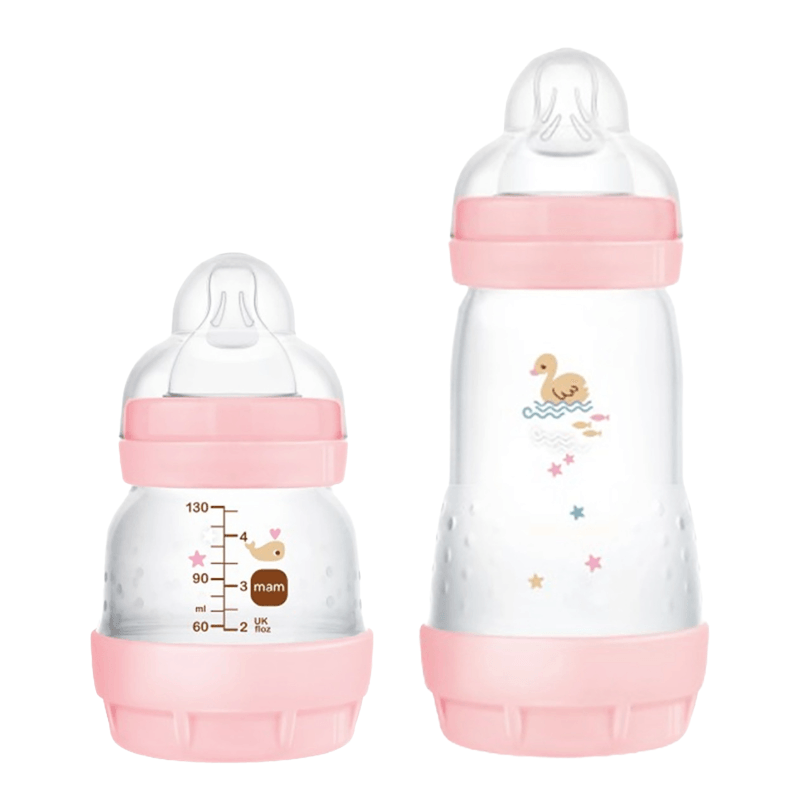 Kit Mamadeira Mam Easy Start Rosa 130ml + Mamadeira Mam Easy Start Rosa 260ml