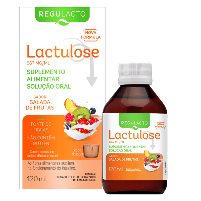 Suplemento Alimentar Regulacto Lactulose 667mg/ml Sabor Salada de Frutas 120ml + Copo Dosador