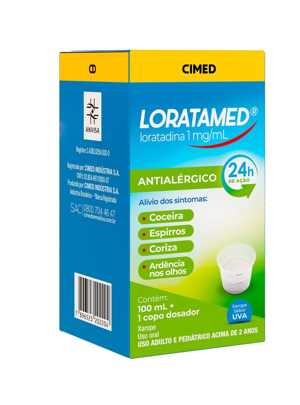 Antialérgico Loratamed 1mg/ml Xarope Sabor Uva 100ml