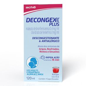 Decongex Plus Maleato de Bronfeniramina 2mg/5ml + Cloridrato de Fenillefrina 5mg/5ml Xarope 120ml + Copo Dosador