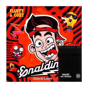 Livro Para Colorir Fluffy Cozy Time Bar Sortido 1 Unidade + Canetas Coloridas Ponta Dupla Magic Art Marker 24 Cores