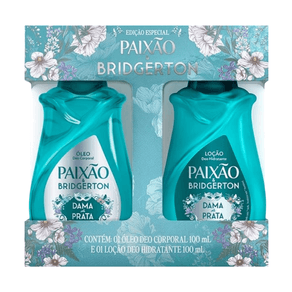 Kit Óleo Deo Corporal Paixão Bridgerton Dama de Prata 100ml + Loção Deo Hidratante Corporal Paixão Bridgerton Dama de Prata 100ml
