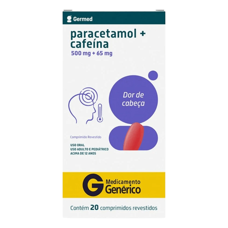 Paracetamol 500mg + Cafeína 65mg Germed 20 Comprimidos Revestidos