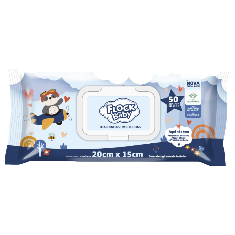 Lenços Umedecidos Flock Baby 50 Unidades