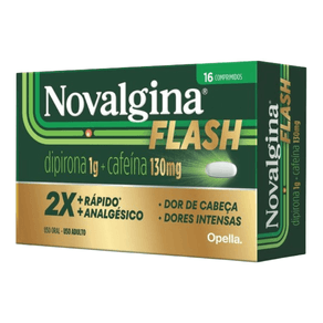 Analgésico Novalgina Flash Dipirona 1g + Cafeína 130mg 16 Comprimidos