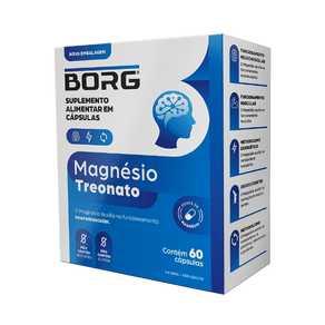 Suplemento Alimentar Borg Magnésio Treonato 60 Cápsulas