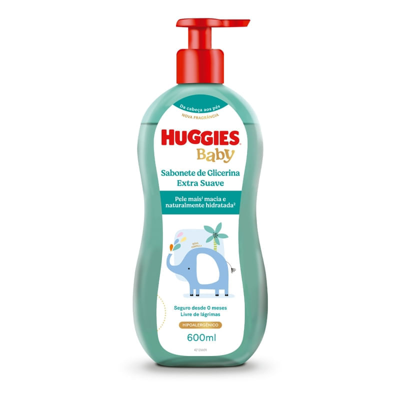 Sabonete Líquido Huggies Glicerina para Bebê Extra Suave 600ml