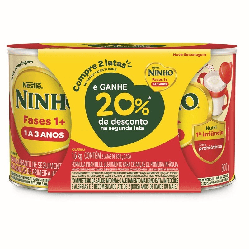 Kit Fórmula Infantil Ninho Fases 1+ 2 Unidades 800g