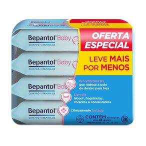 Kit Lenços Umedecidos Para Bebês Bepantol Baby 192 Unidades