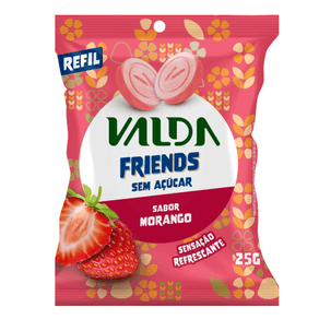 Pastilhas Valda Friends Sem Açúcar Sabor Morango 25g