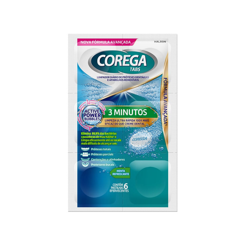 Corega Tabs Limpeza 3 Minutos 6 Pastilhas Efervescentes