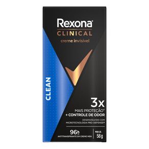 Desodorante Antitranspirante em Creme Rexona Clinical Clean 96h 58g