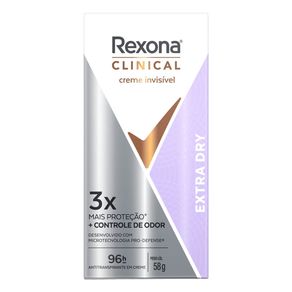 Desodorante Antitranspirante em Creme Rexona Clinical Extra Dry 58g