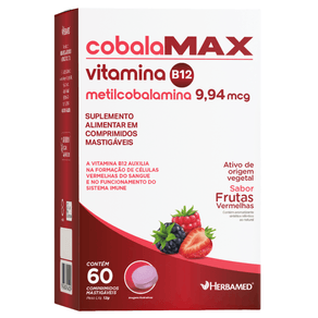 Suplemento Alimentar Cobalamax Sabor Frutas Vermelhas 60 Comprimidos Mastigáveis