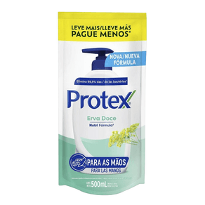 Refil Sabonete Líquido Antibacteriano para as Mãos Protex Erva Doce 500ml
