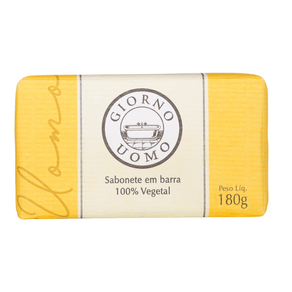 Sabonete Natural em Barra Masculino Giorno Bagno Uomo Amarelo Cabelo, Barba e Corpo 180g