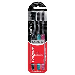 Escova Dental Colgate Slim Soft Black Macia 3 Unidades