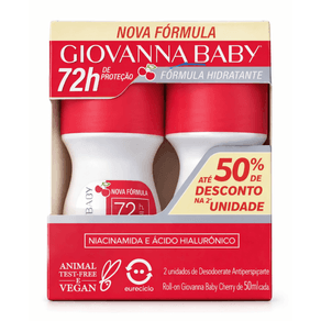 Kit Desodorante Roll-on Giovanna Baby Cherry 2 Unidades 50ml Cada