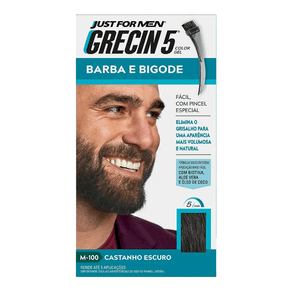 Tonalizante Grecin 5 Just For Men Color Gel Barba e Bigode M-100 Castanho Escuro
