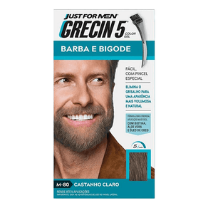 Tonalizante Grecin 5 Just For Men Color Gel Barba e Bigode M-80 Castanho Claro