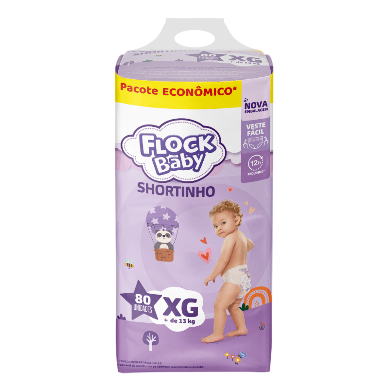 Fralda Descartável Flock Baby Shortinho Maxxi XG 80 Unidades
