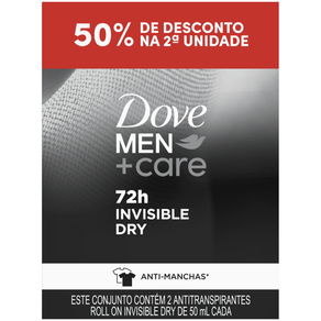 Kit Desodorante Antitranspirante Roll On Dove Men+Care Invisible Dry 72h 2 Unidades 50ml Cada
