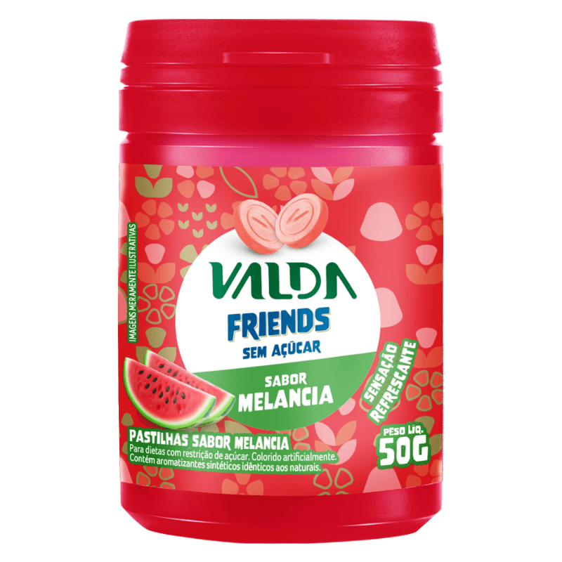 Pastilhas Valda Friends Sem Açúcar Sabor Melancia 50g
