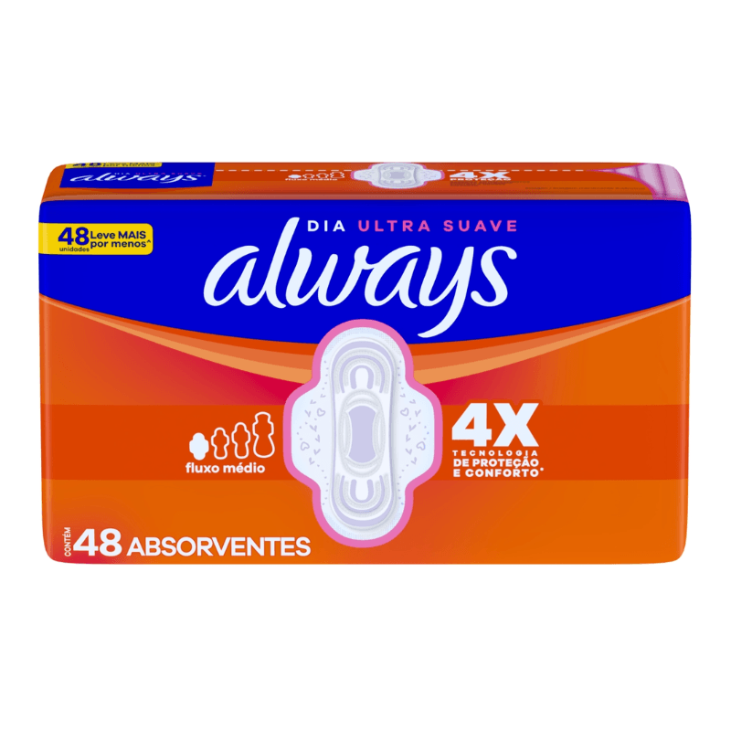 Absorvente Always Dia Ultra Suave Com Abas 48 Unidades