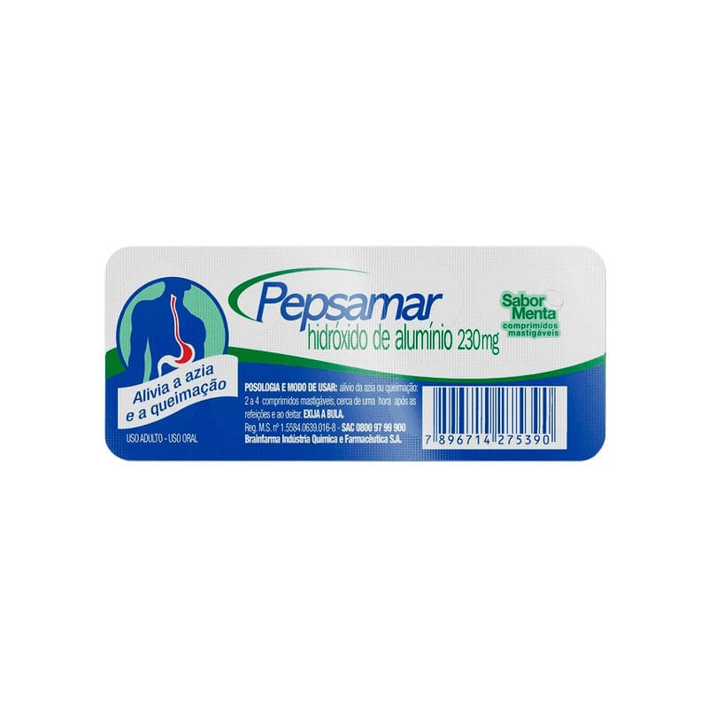Antiácido Pepsamar Sabor Menta 10 Comprimidos Mastigáveis