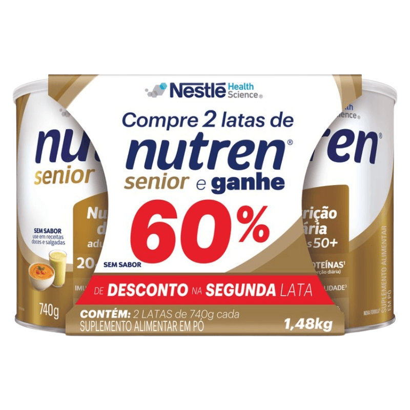 Kit Suplemento Alimentar Nutren Senior Sem Sabor 2 Unidades de 740g Cada