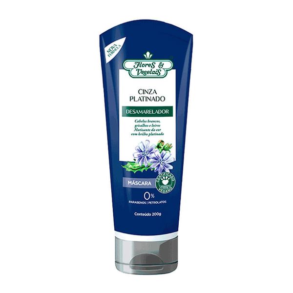 Máscara Capilar Flores e Vegetais Desamarelador Cinza Platinado 200g