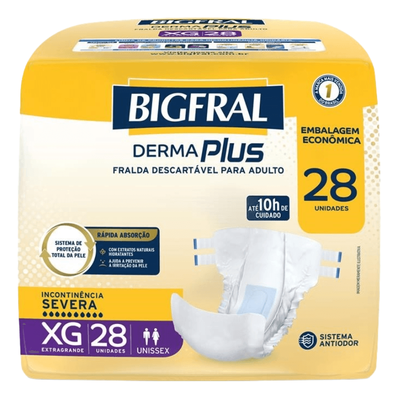 Fralda Descartável Adulto Bigfral Dermaplus XG 28 Unidades