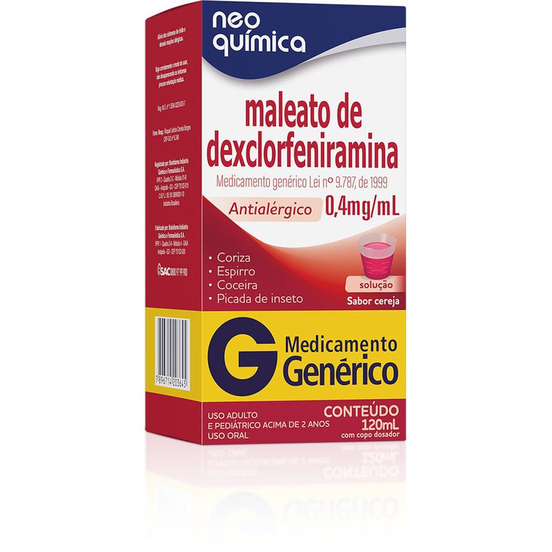 Maleato de Dexclofeniramina 0,4mg/ml Neo Química Solução Oral 120ml