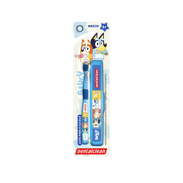 Escova Dental Infantil Dentalclean Bluey Macia 1 Unidade + Estojo